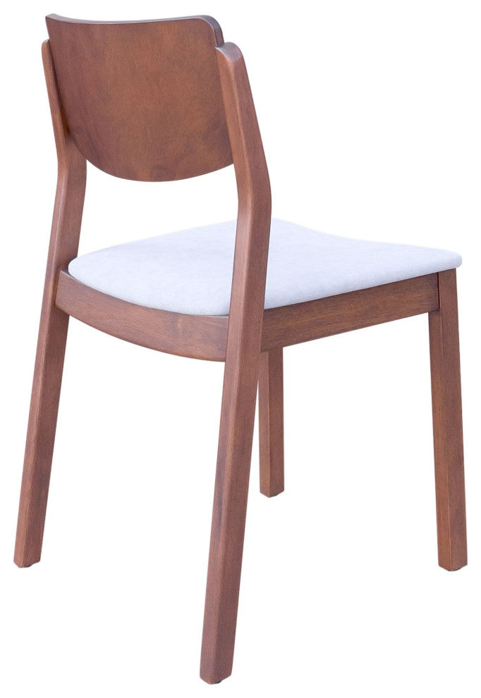 Dining Chair, Set of 2, Fabric, Wood, Gray, Walnut, Bar Kitchen Pub Bistro