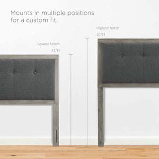 Draper Tufted Full Fabric and Wood Headboard Gray Charcoal