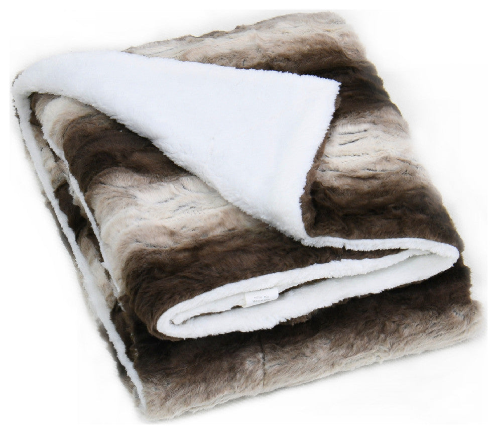 Elite Faux Fur Throw Blanket With Sherpa Backing, Claire, 50" X 60"