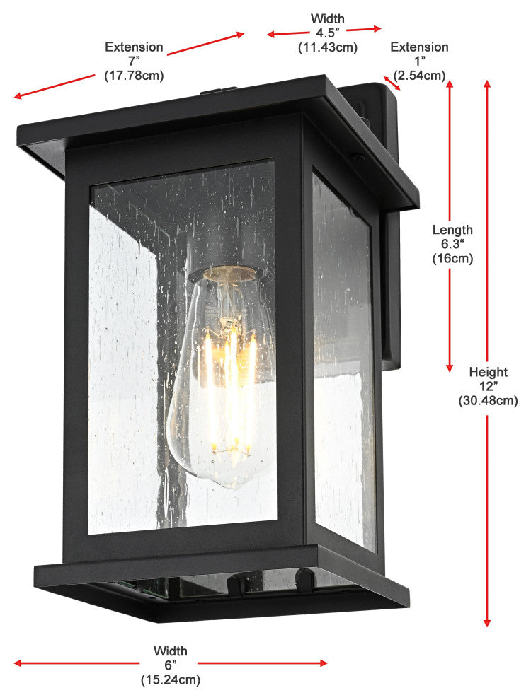 Home Living 6" Outdoor Wall Sconce, Black