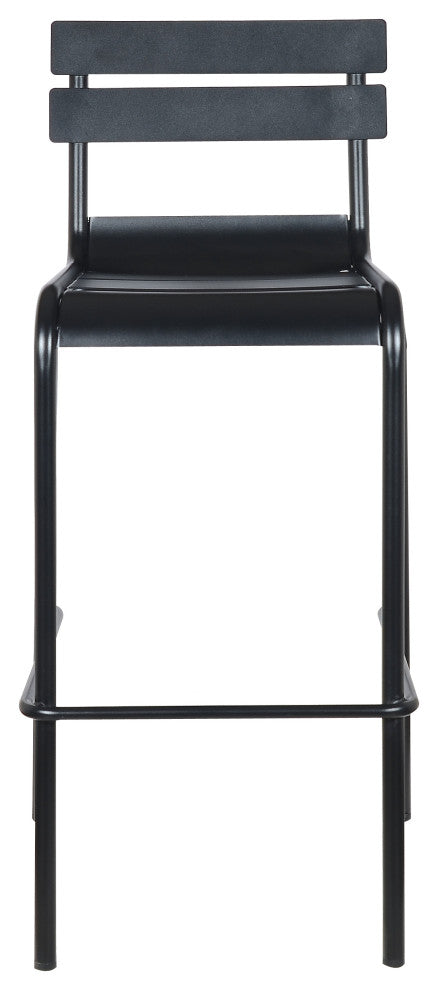 Dana Stackable Outdoor Patio Barstool, Frosted Black, Set of 4