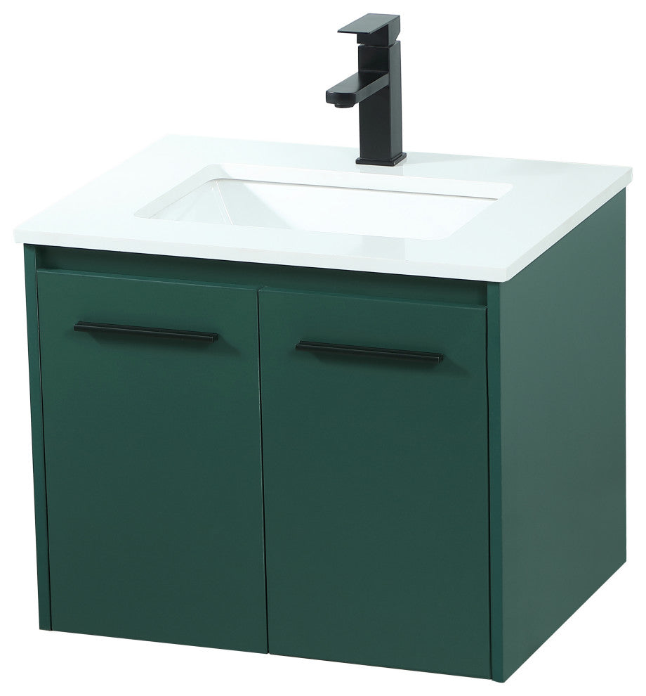Phoebe Single Bathroom Vanity, Green, 24", Without Backsplash