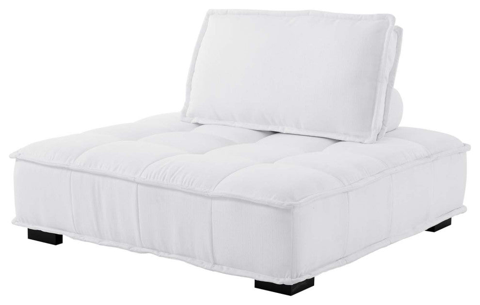 Modular Deep Tufted Sectional Sofa Set, White, Fabric, Modern, Cafe Hospitality