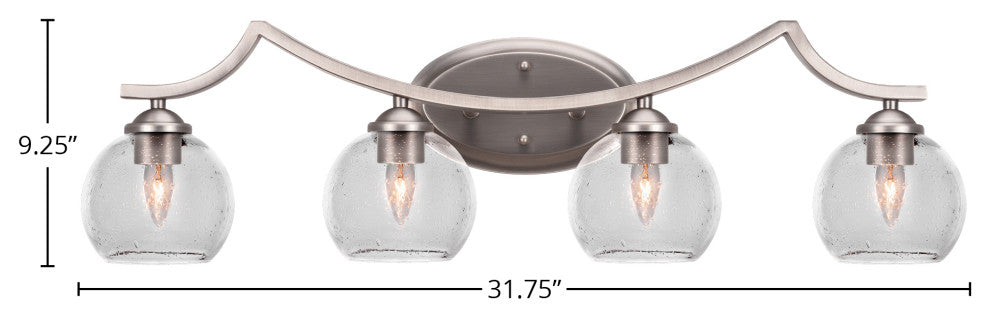 Zilo 4 Light Bath Bar Shown, Graphite Finish With 5.75" Clear Bubble Glass