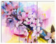 Japanese Cherry Blossoms Watercolor, Floral Triptych Canvas Art, 36x28, 3 Panels
