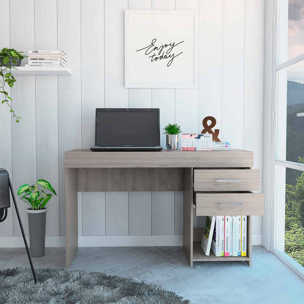 FM FURNITURE Austin Writing Computer Desk, Two Drawers,  One Cabinet