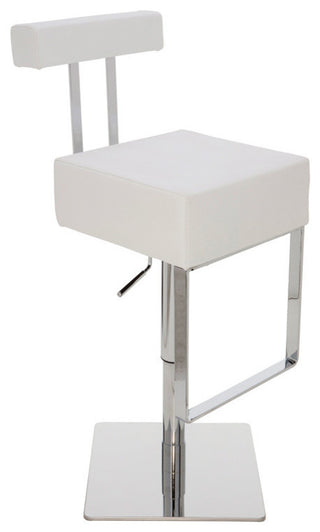 Aria Adjustable Leather Barstool, White