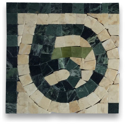 Marble Mosaic Border Decorative Insert Tile Carina Green 4x4 Polished, 1 piece