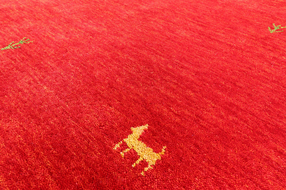 9' Square Hand-Knotted Persian Gabbeh Wool Rug Q4307