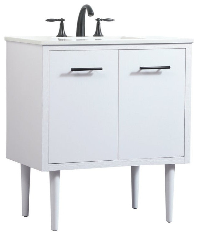 Home Living 19" Midcentury Modern White-Light Bathroom Vanity