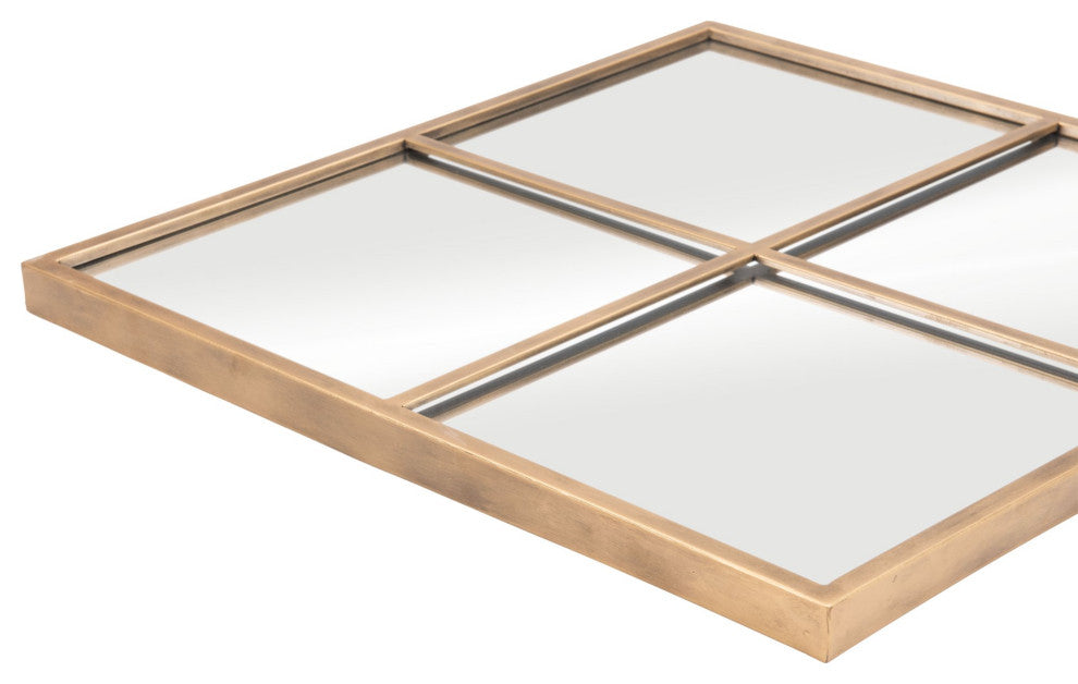 Frame Wall Mirror, Glass, Steel Metal, Gold, Bedroom Living