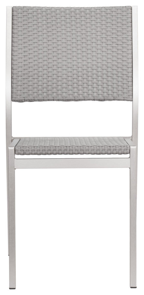 Dining Chair Armchair, Set of 2, Aluminum, Metal, Gray, Silver, Outdoor Patio