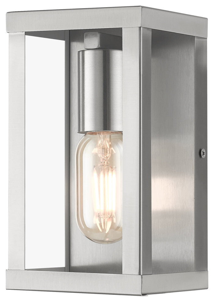 Livex Lighting Gaffney 1-Light Brushed Nickel Outdoor Small Wall Lantern