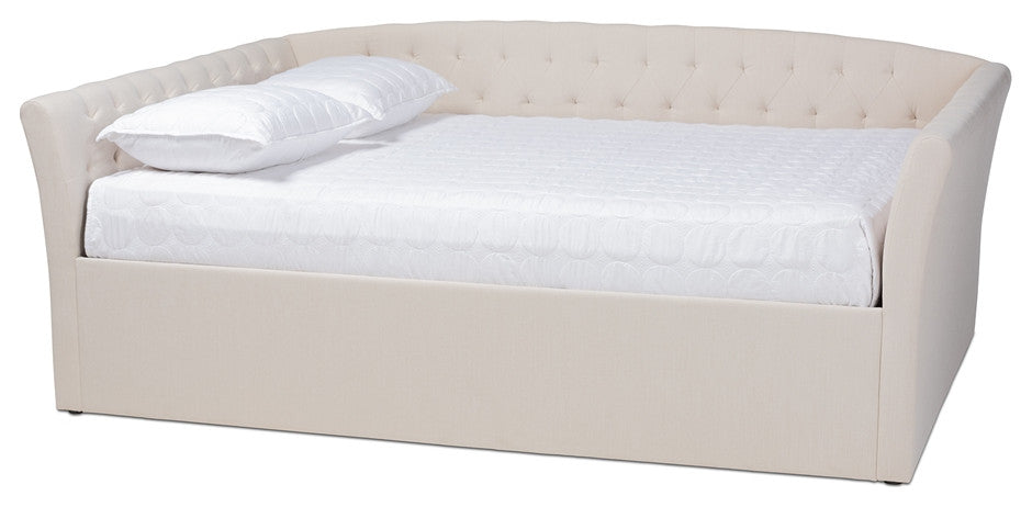 Modern Beige Fabric Upholstered Full Size Daybed