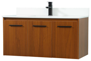 Home Living 40" Single Bathroom Vanity, Teak With Backsplash