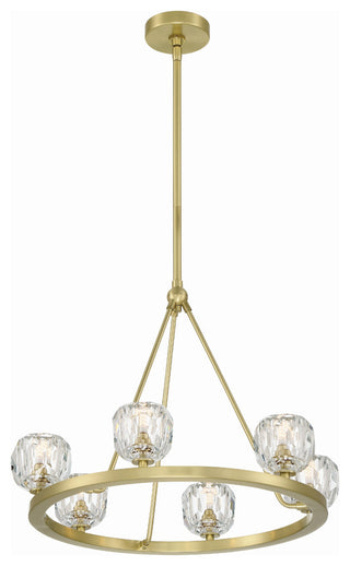 Aragon 6-Light Soft Brass Chandelier, Faceted Cut Crystal