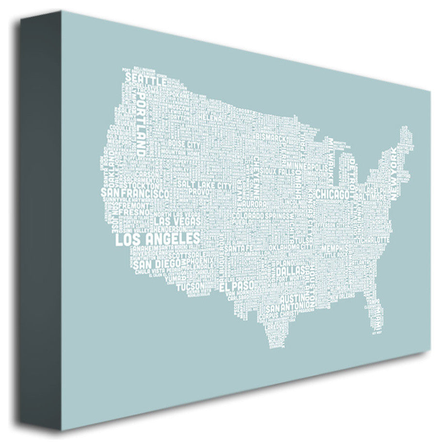 'US City Map VIII' Canvas Art by Michael Tompsett