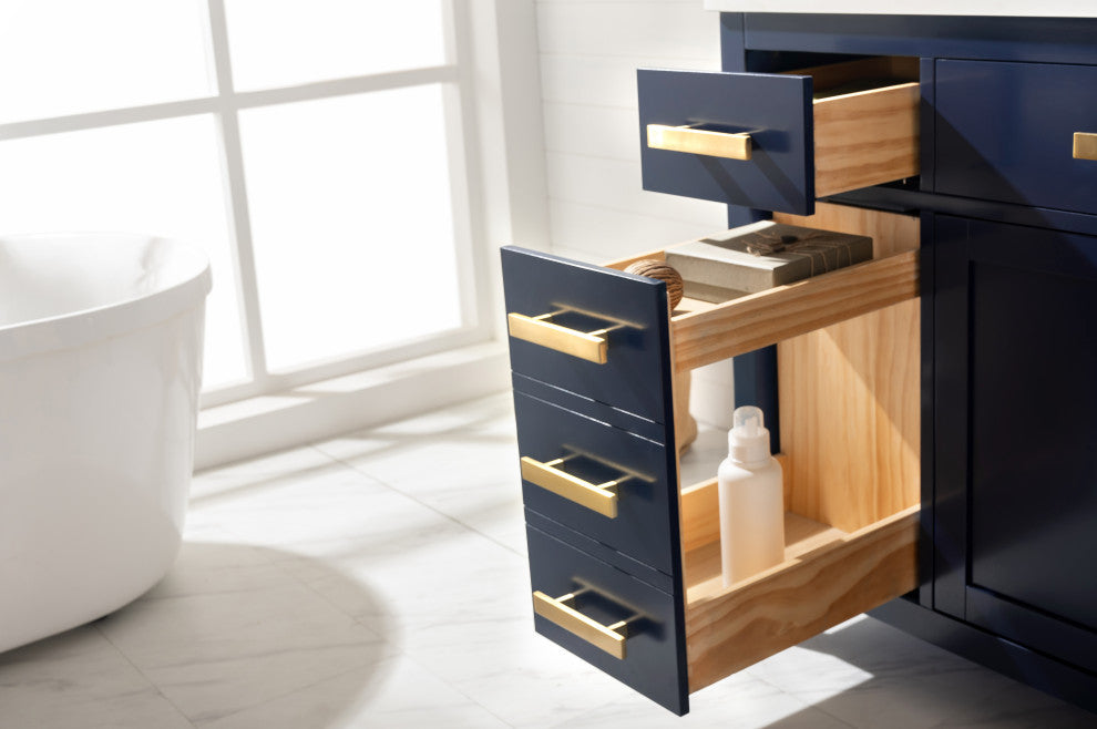 Design Element Valentino 84" Blue Double Rectangular Sink Vanity