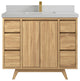 Madison Teak 42 Single Sink Bath Vanity in Light Natural 2" Carrara Quartz