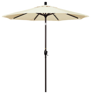 7.5' Bronze Push-Button Tilt Crank Aluminum Umbrella, Canvas Pacifica