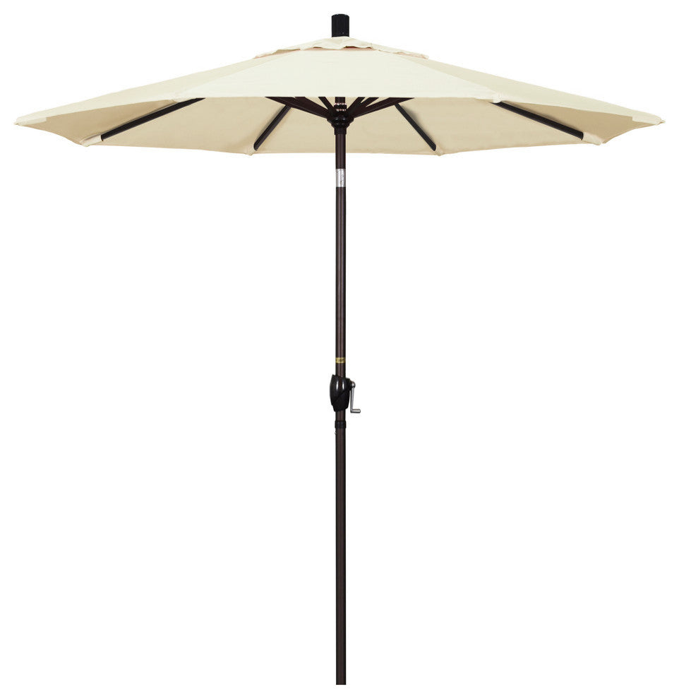 7.5' Bronze Push-Button Tilt Crank Aluminum Umbrella, Canvas Pacifica