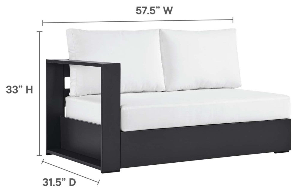 Tahoe Outdoor Patio Powder-Coated Aluminum Modular Left-Facing Loveseat - Gray W