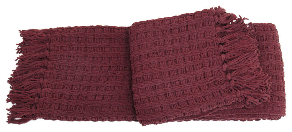 Space Yarn Knitted Throw, Burgundy, 50" X 60"