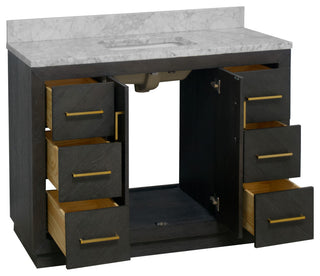 Peyton Bathroom Vanity, Dark Oak, 48", Top: Carrara Marble, Single