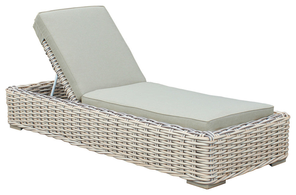 Anna 79x31.5" Patio Wicker Aluminum Frame Sun Lounger, White and Gray