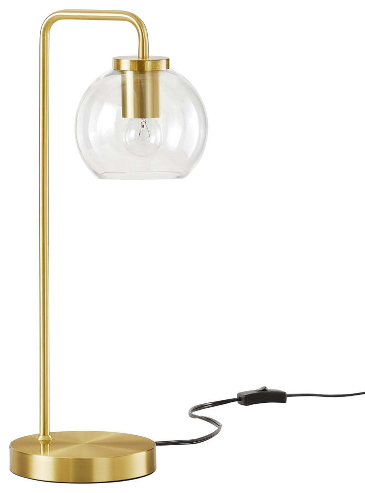 Silo Glass Globe Glass and Metal Table Lamp, Satin Brass