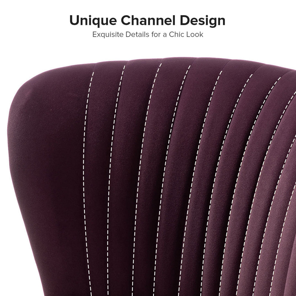 Velvet Tufted Loveseat Sofa With Golden Base, Purple