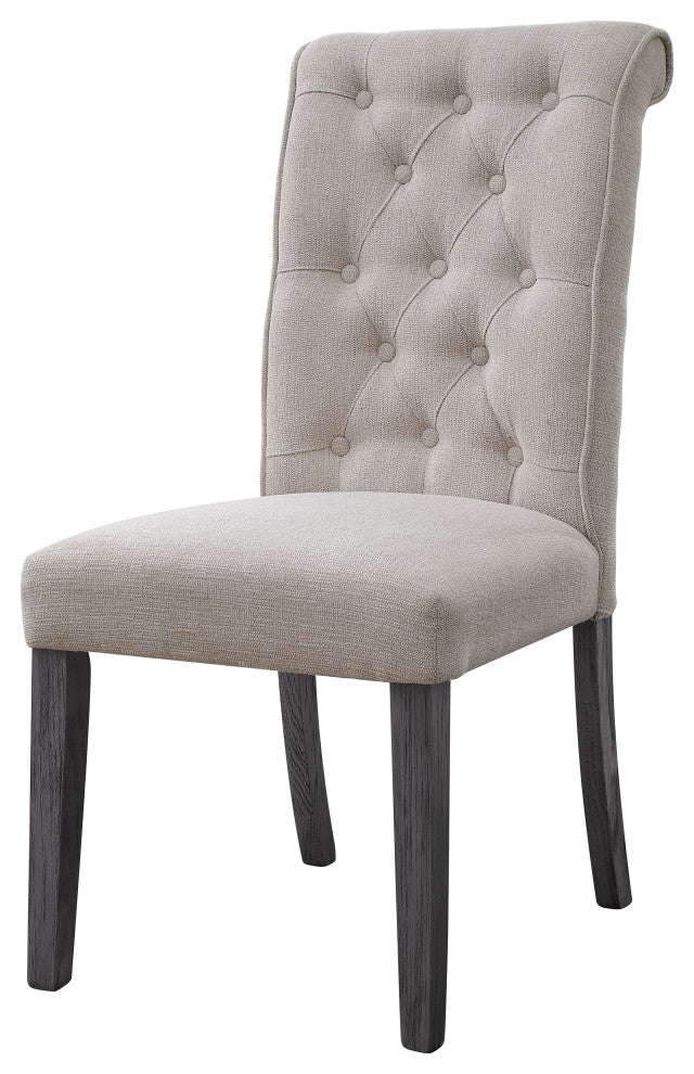 Yabeina Side Chair, Set of 2, Beige Linen and Gray