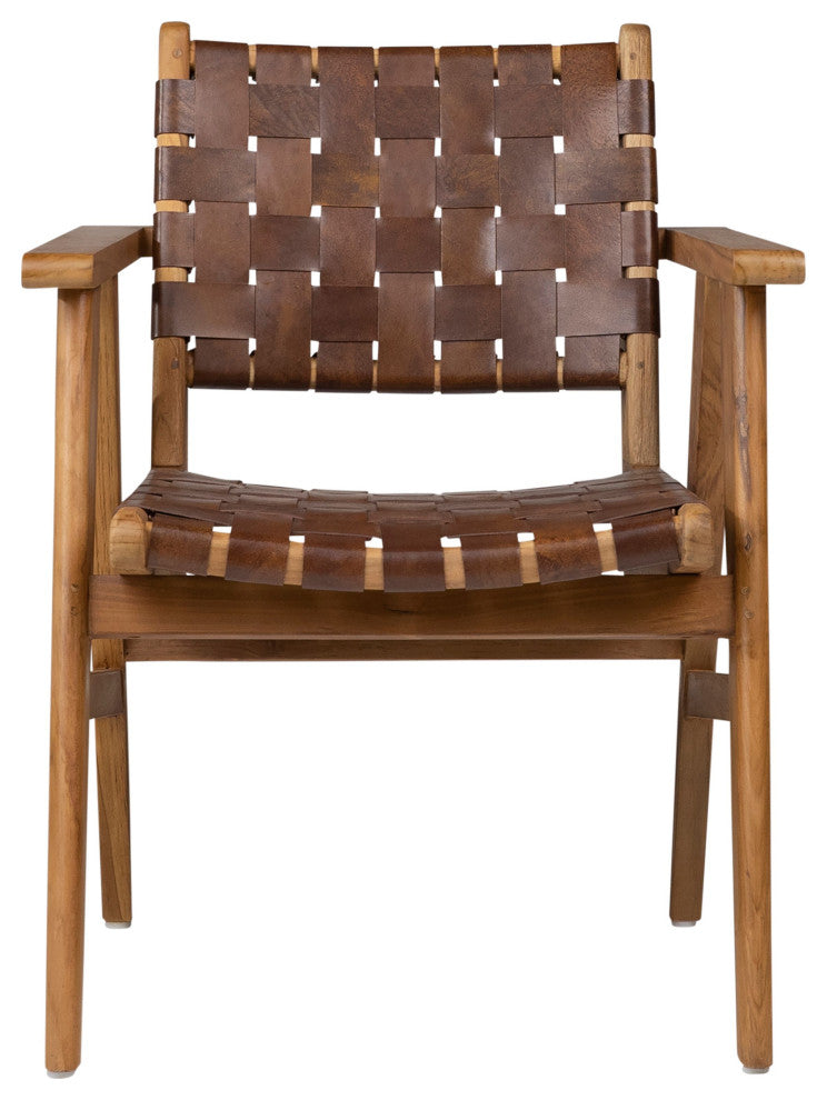 Seena Teak Upholstered Dining Chair, Brown