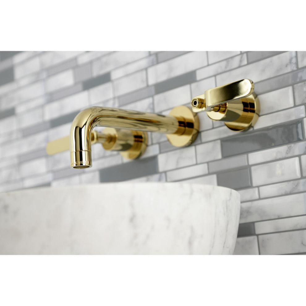 Kingston Brass KS8122KL Two-Handle Wall Mount Bathroom Faucet, Polished Brass