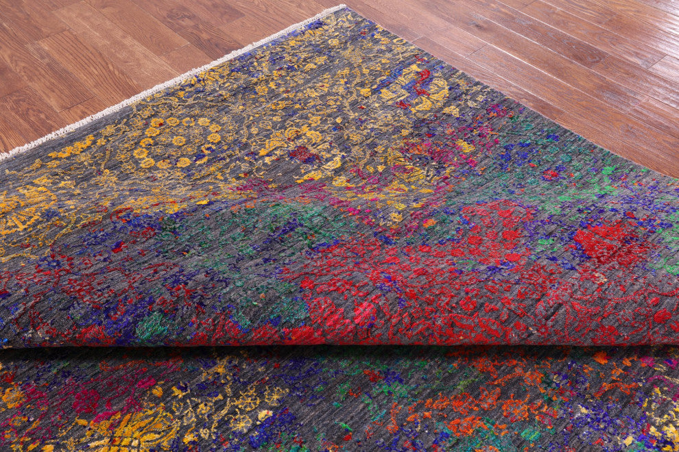 Wool and Silk Modern Hand Knotted Rug 8' 9" X 11' 11" Q11854
