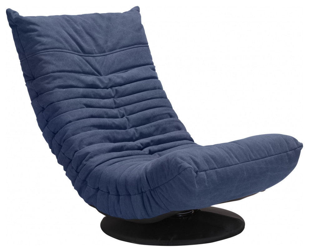 Relaxed Low Profile Cobalt Blue Swivel Chair