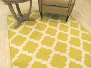 Yellow Transitional Geometric Reversible Modern Moroccan Kilim Area Rug