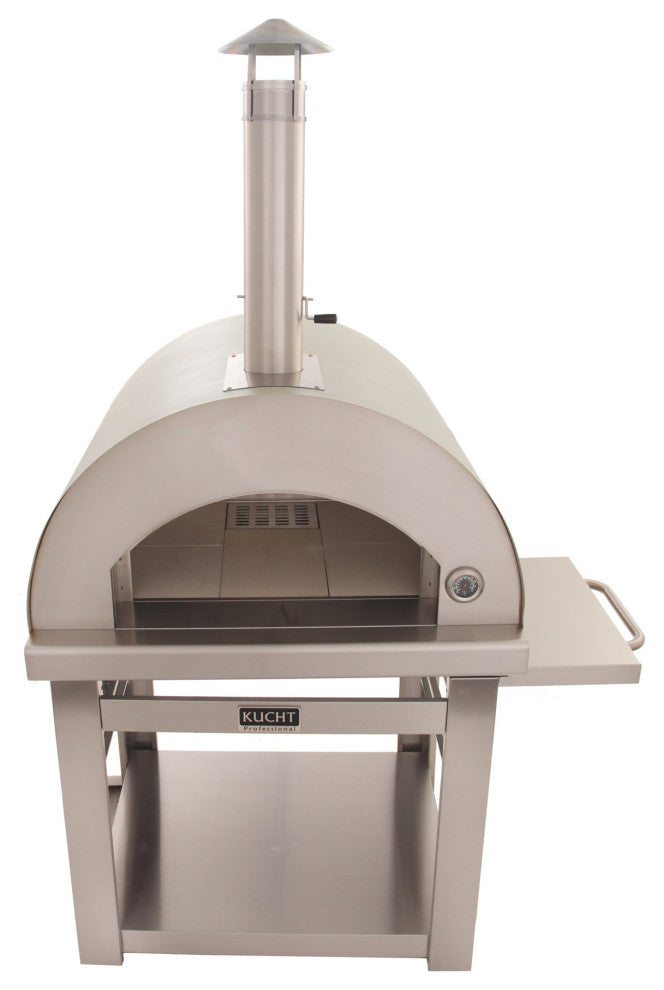 Outdoor Wood Fired Gas Pizza Oven, Silver