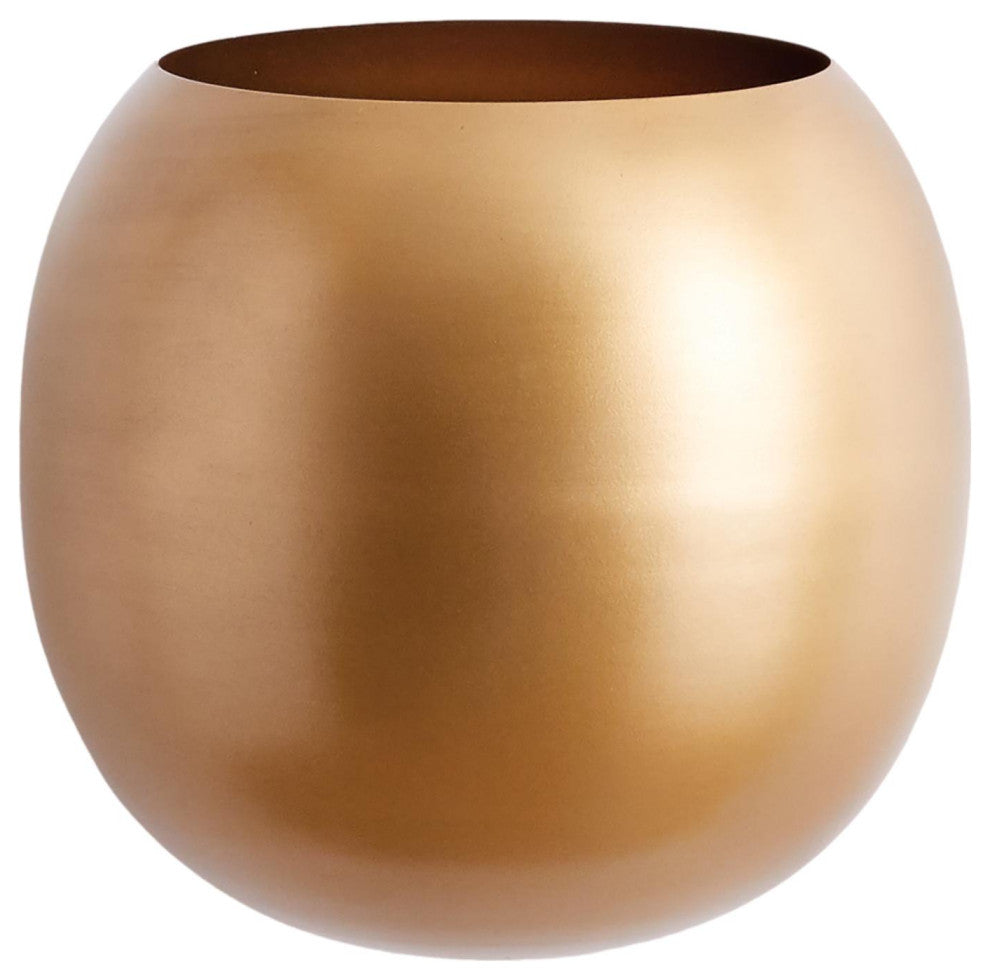 Modern Minimalist Gold Sphere Metal Wall Planter Round Brass Finish 10 in