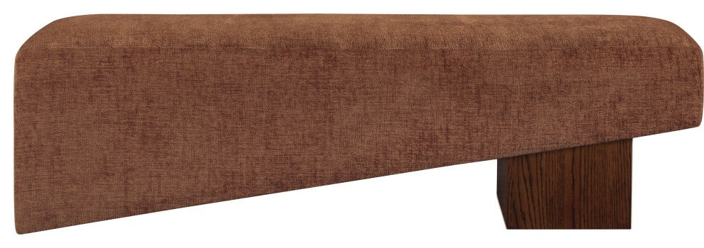 Alora Upholstered Bench, Cognac, Walnut Finish