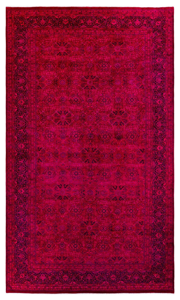 Overdyed, One-of-a-Kind Hand-Knotted Area Rug Pink, 8'1"x14'1"