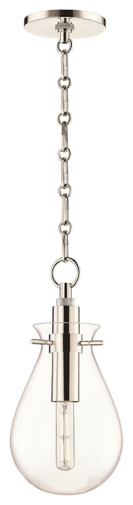 Ivy LED Small Pendant With Clear Glass Shade, Polished Nickel