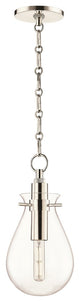 Ivy LED Small Pendant With Clear Glass Shade, Polished Nickel