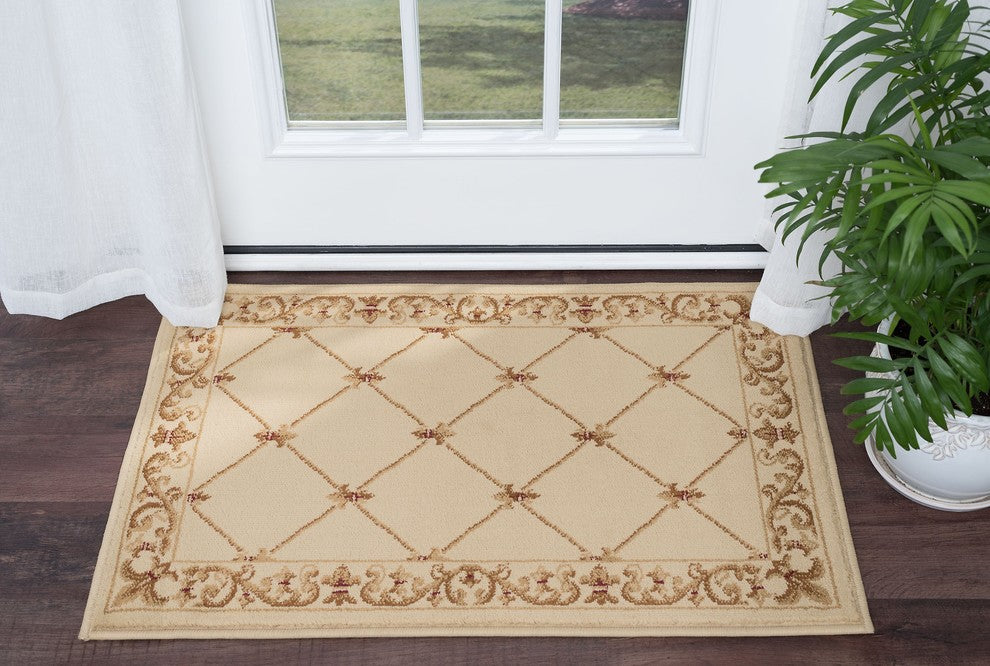 Orleans Traditional Border Area Rug, Ivory, 2'x3'