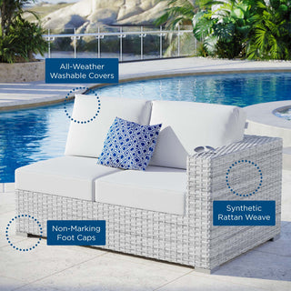 Convene Outdoor Patio Right-Arm Loveseat Light Gray White