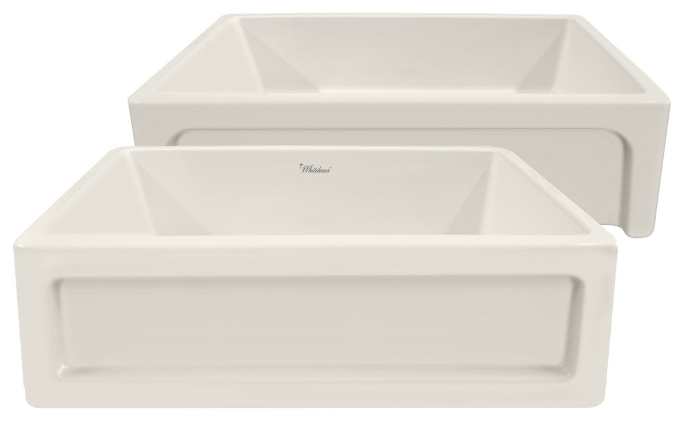 Whitehaus WHQ5550-BISCUIT 33" Reversible Farmhouse Kitchen Fireclay Sink