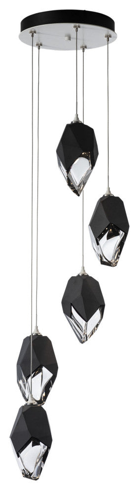 Chrysalis 5-Light Large Crystal Pendant White Finish- Long, Black Crystal