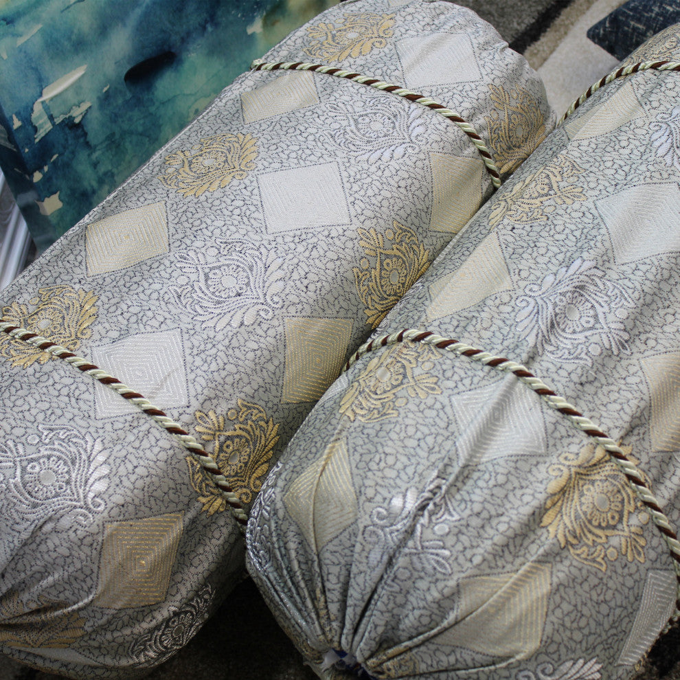 Natural Geo Gray/Ivory Gao Takiya Bolster Pillow, Set of 2