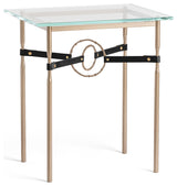Equus Side Table, Soft Gold Finish, Soft Gold Accents, Black Leather Strap
