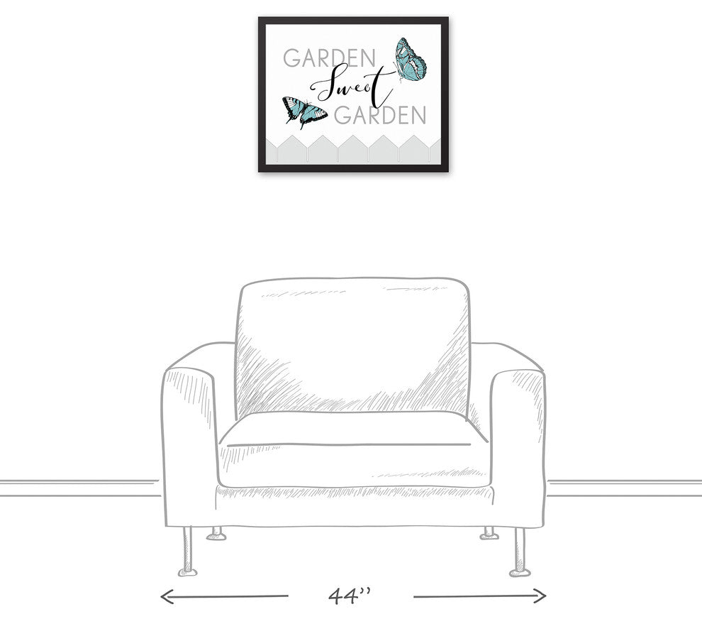 Garden Sweet Garden with Butterflies 16"x20" Black Framed Print on Canvas